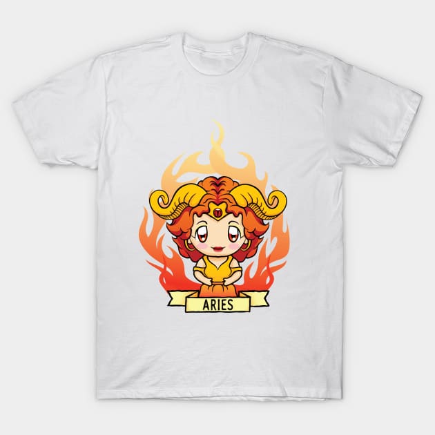 Aries Zodiac Girl T-Shirt by Sweet Kawaii